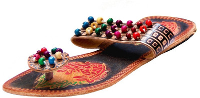 30% OFF on Pulpypapaya Beads On Black Thumb Slip On Leather Flats
