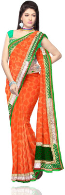 9% OFF on Unnati Silks Self Design Bandhani Chanderi Sari