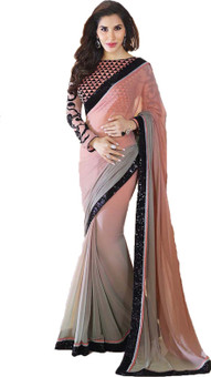 Aanaya Fashion Solid Bollywood Chiffon Sari