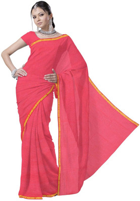 55% OFF on Little India Striped, Floral Print Cotton Sari