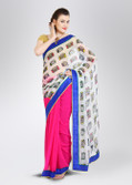 Mrignain Printed Synthetic, Chiffon Sari
