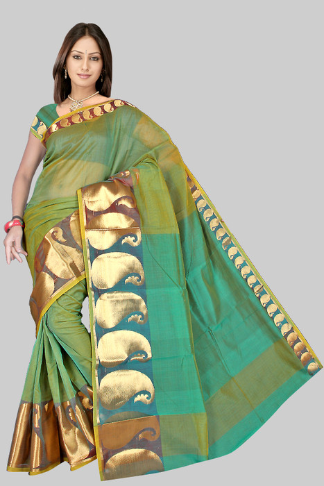 Pavechas Mangalagiri Floral Print Cotton Sari
