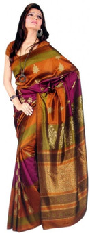 Sunaina Striped Silk, Synthetic Sari