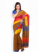 Satrang Printed Synthetic, Chiffon Sari