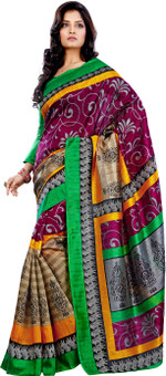 Riti Riwaz Printed Bhagalpuri Silk Sari