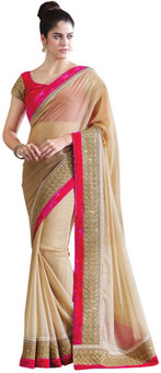 Sareeka Sarees Plain, Embriodered Bollywood Satin Sari
