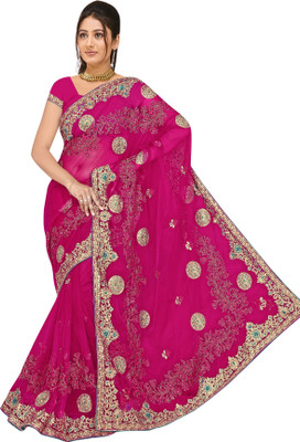 39% OFF on Khazana Bazaar Floral Print Leheria Net Sari
