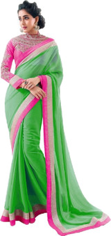 Aanaya Fashions Solid Bollywood Georgette Sari