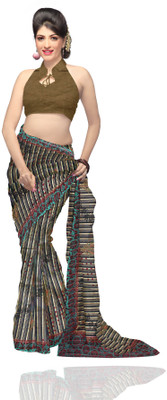 Unnati Silks Striped Banarasi Net, Cotton Sari Unnati Silks Striped Banarasi Net, Cotton Sari