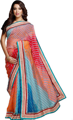 28% OFF on Aapno Rajasthan Printed Chiffon Sari