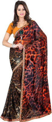 65% OFF on Fabdeal Animal Print Fashion Georgette Sari