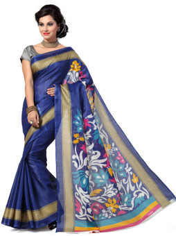 Ishin Solid Fashion Art Silk Sari