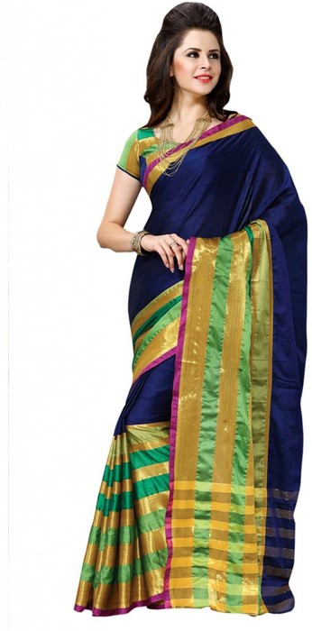 Shree Vaishnavi Self Design Bollywood Handloom Cotton, Silk Sari