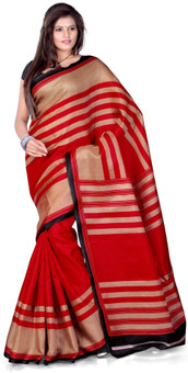 Cenizas Striped Fashion Art Silk Sari