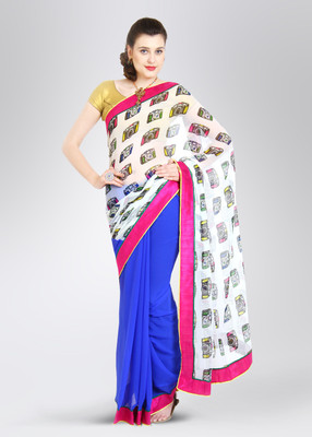 Mrignain Printed Chiffon, Synthetic Sari