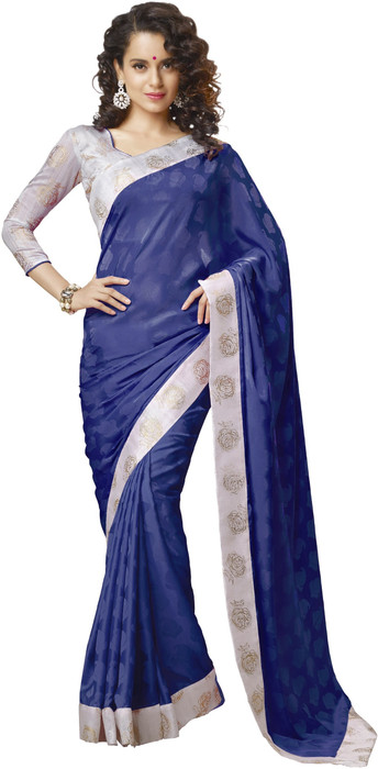 Nanda Silk Mills Self Design Bollywood Machine Crepe, Jacquard Sari