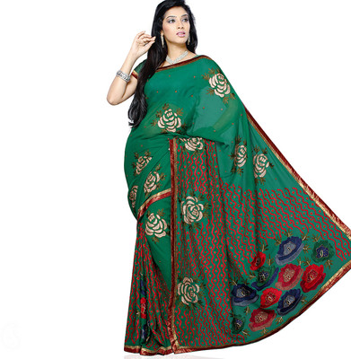 22% OFF on Aapno Rajasthan Printed Fashion Georgette Sari