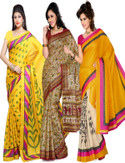 Ishin Printed Fashion Art Silk Sari Pack of 3 Ishin Printed Fashion Art Silk Sari Pack of 3