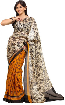 Lime Fashion Printed Fashion Art Silk Sari