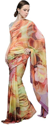 3% OFF on Chhabra 555 Solid Georgette Sari