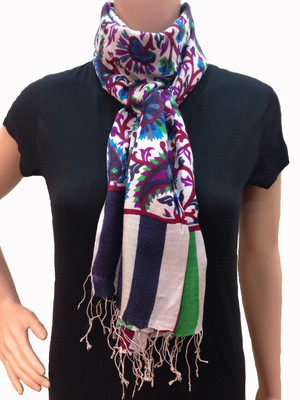 16% OFF on Kashmir Emporio Floral Print Silk, Cashmere Women's Scarf