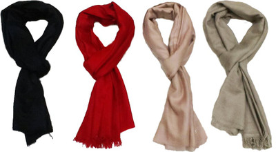 11% OFF on Pashmina Solid Wool, Woven, Hand Spun Women's Scarf