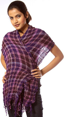 30% OFF on Exotic India Checkered Pure Wool Women's Scarf