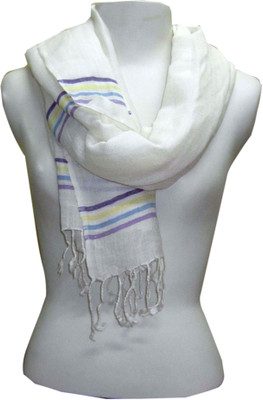 Dushaalaa Solid, Striped Cotton Viscose Women's Scarf
