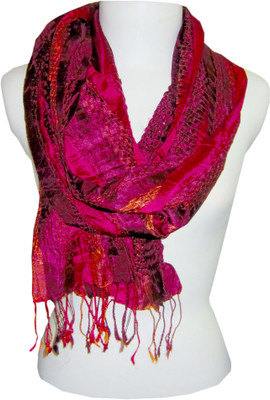 6% OFF on Dushaalaa Striped Silk, Lycra Women's Scarf