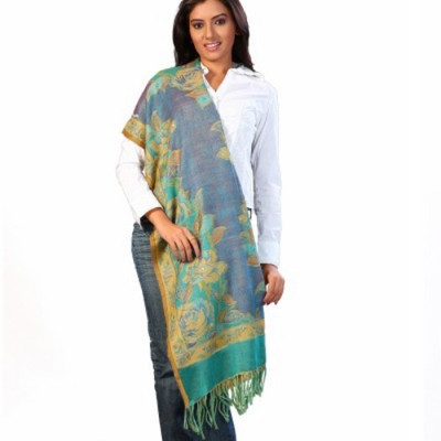 17% OFF on Aapno Rajasthan Embroidered 55% Viscose, 45% Raffal Woollen Yarn Women's Scarf
