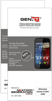 75% OFF on Genxt G2A120 Pack of 2 Clear Screen Guard for Micromax Canavs 2 Color A120 75% OFF on Genxt G2A120 Pack of 2 Clear Screen Guard for Micromax Canavs 2 Color A120