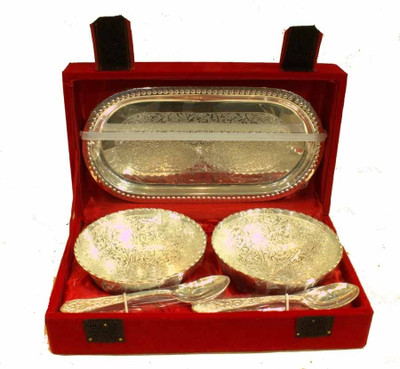 47% OFF on StatueStudio Silver Gift Pack Bowl Spoon Plate Ladle Serving Set