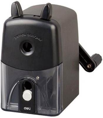Deli Pencil Sharpner For Graphite & Colored Pencils. Double Pencil Sharperners (Set Of 1, Black)