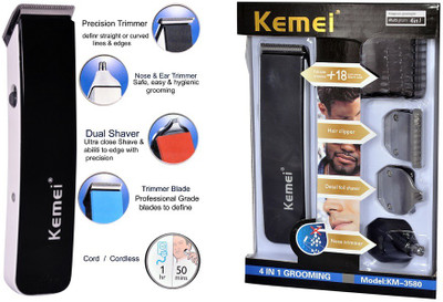 Kemei Professional km-3580 Grooming Kit For Men (White & Black)