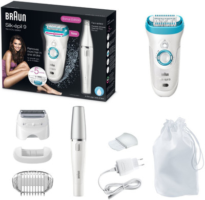 Braun Silk-epil Series 9 9558 Epilator for Women (White/Blue) 