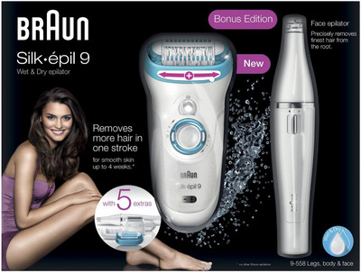 Braun Silk-epil Series 9 9558 Epilator for Women (White/Blue) 