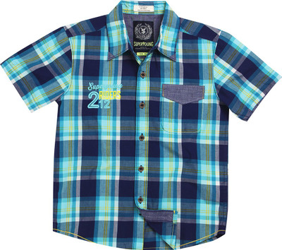 SuperYoung Boy's Checkered Casual Shirt SuperYoung Boy's Checkered Casual Shirt