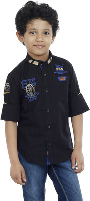 OKS Boys Boy's Striped Casual Linen Shirt