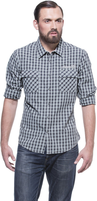 Zovi Slim Fit Grey And Black Shirt With Pockets Men's Checkered Casual Shirt