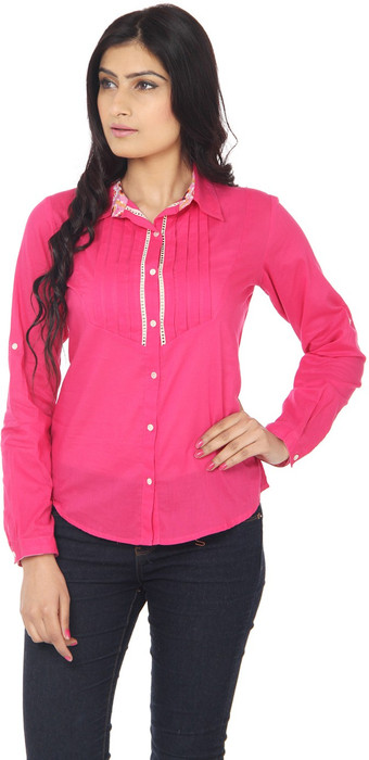 Eighteen4ever Pretty Pink Women's Solid Casual Shirt