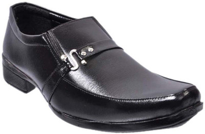 Nonch Le Black Leather Slip On Formal Shoes Men Slip On