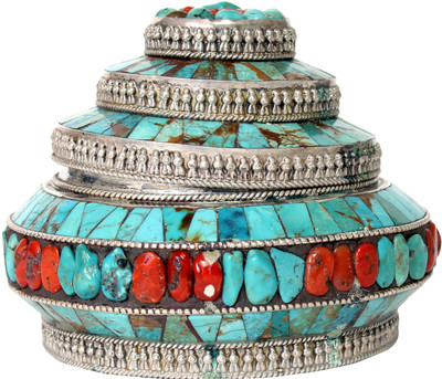 Exotic India Mount Meru Box Showpiece Figurine Silver