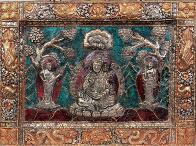 20% OFF on Exotic India Guru Padmasambhava with Chief Disciples (Framed with Dragon, Deer and Auspicious Symbols) (Wall Hanging) Showpiece - 1.27 cm