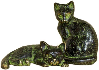 StatueStudio Brass Cat Pair Showpiece 8 StatueStudio Brass Cat Pair Showpiece 8