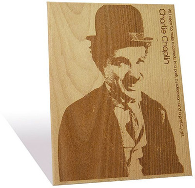 Engrave Charlie Chaplin Plaque Small Small Showpiece - 25 cm Engrave Charlie Chaplin Plaque Small Small Showpiece - 25 cm