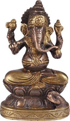 20% OFF on Exotic India Four-Armed Seated Ganesha in Brown and Golden Hues Showpiece - 9.906 cm 20% OFF on Exotic India Four-Armed Seated Ganesha in Brown and Golden Hues Showpiece - 9.906 cm
