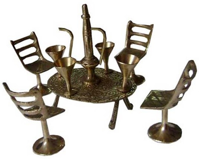 18% OFF on Being Nawab Fully Handcrafted Brass Mini Chair Table Set Queen Size Showpiece - 10 cm
