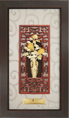 23% OFF on FineDor 24K Gold Leaf Frames Chrysanthemum Showpiece - 69 cm