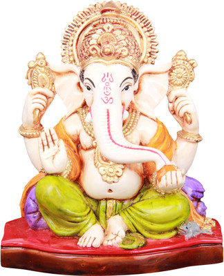 19% OFF on Adaa Crown Ganesha in Sitting pose (Green Dhoti) Showpiece - 11.43 cm 19% OFF on Adaa Crown Ganesha in Sitting pose (Green Dhoti) Showpiece - 11.43 cm