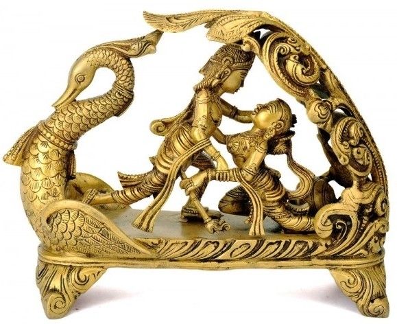 25% OFF on Redbag God Shri Radha Krishna in Swan Boat Statue 4473 Showpiece  -  21.59 cm